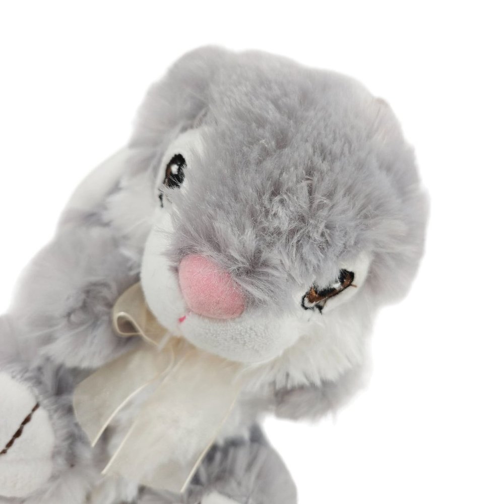 Vintage Dan Dee Bunny Rabbit Gray Fuzzy Soft Stuffed Animal Plush Collector Toy - Picture 2 of 8